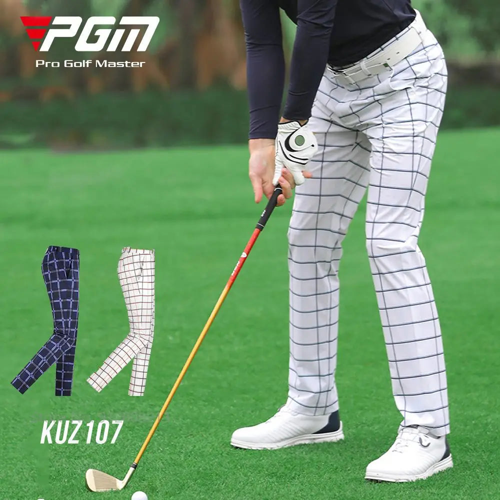 Mens Waterproof Golf Pants Male Golf Pants Outdoor Casual Plaid Trousers Breathable Sports Pants