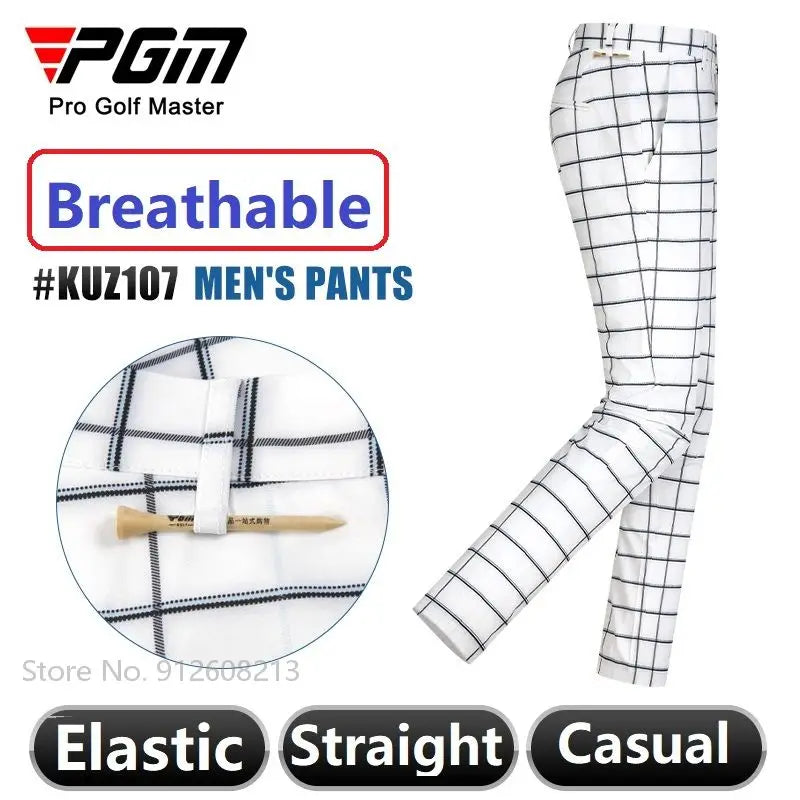 Mens Waterproof Golf Pants Male Golf Pants Outdoor Casual Plaid Trousers Breathable Sports Pants