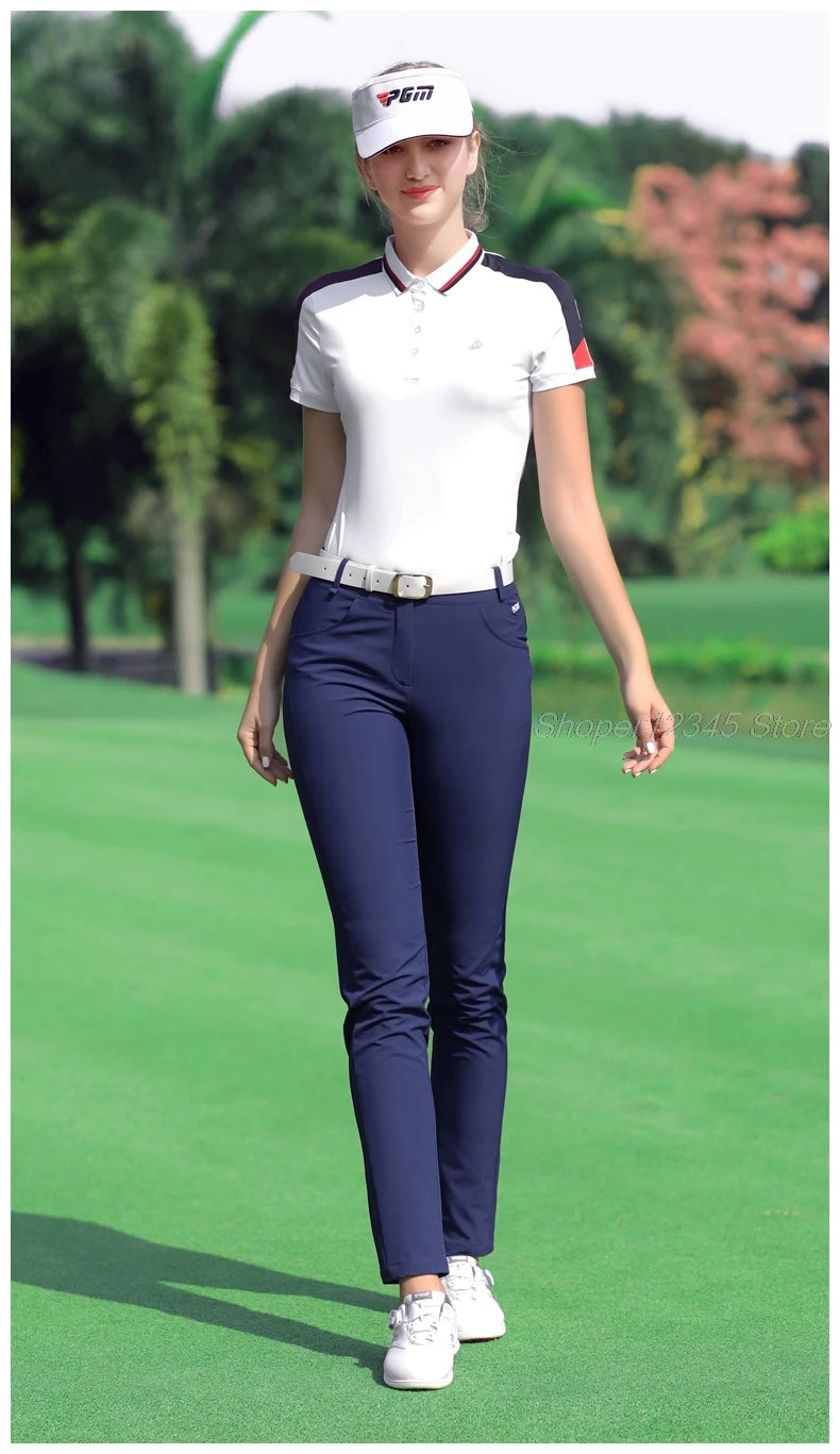 Female Slim Elastic Golf Trousers Women Breathable Casual Golf Pants Leisure with Pockets XS-XXXL