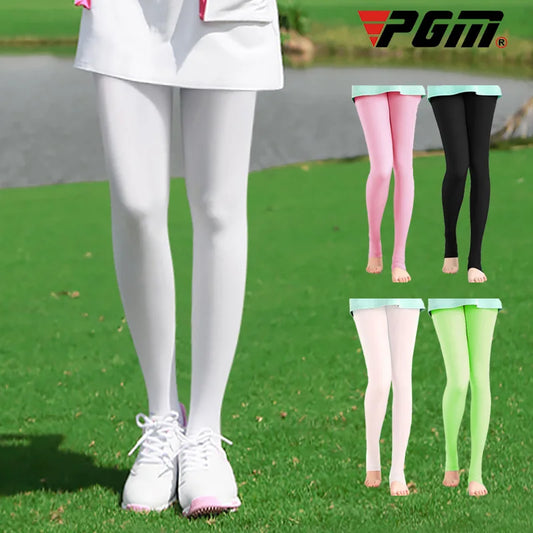 Golf Women Elastic Legging Stocking Sunscreen Golf Pants Outdoor Anti-UV Thin Smooth Long Leg Socks