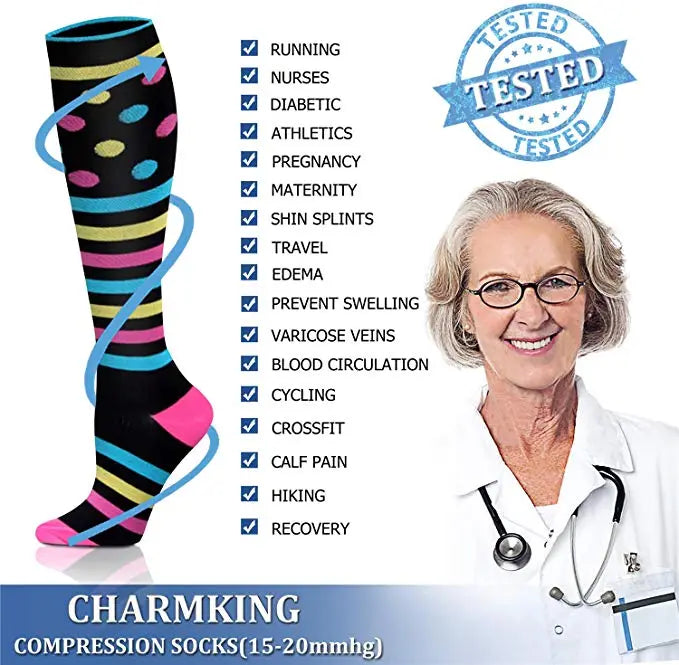 Compression Socks Golf Athletic 15-30 mmHG For Pregnant/ Edema /Diabetes Varicose Veins