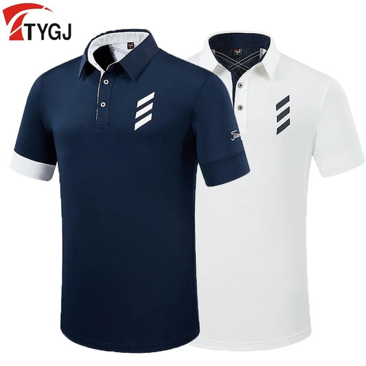 Golf T-shirt Men's Short Sleeved Tops Male Breathable Elastic Uniforms Golf Clothing Size M-XXL