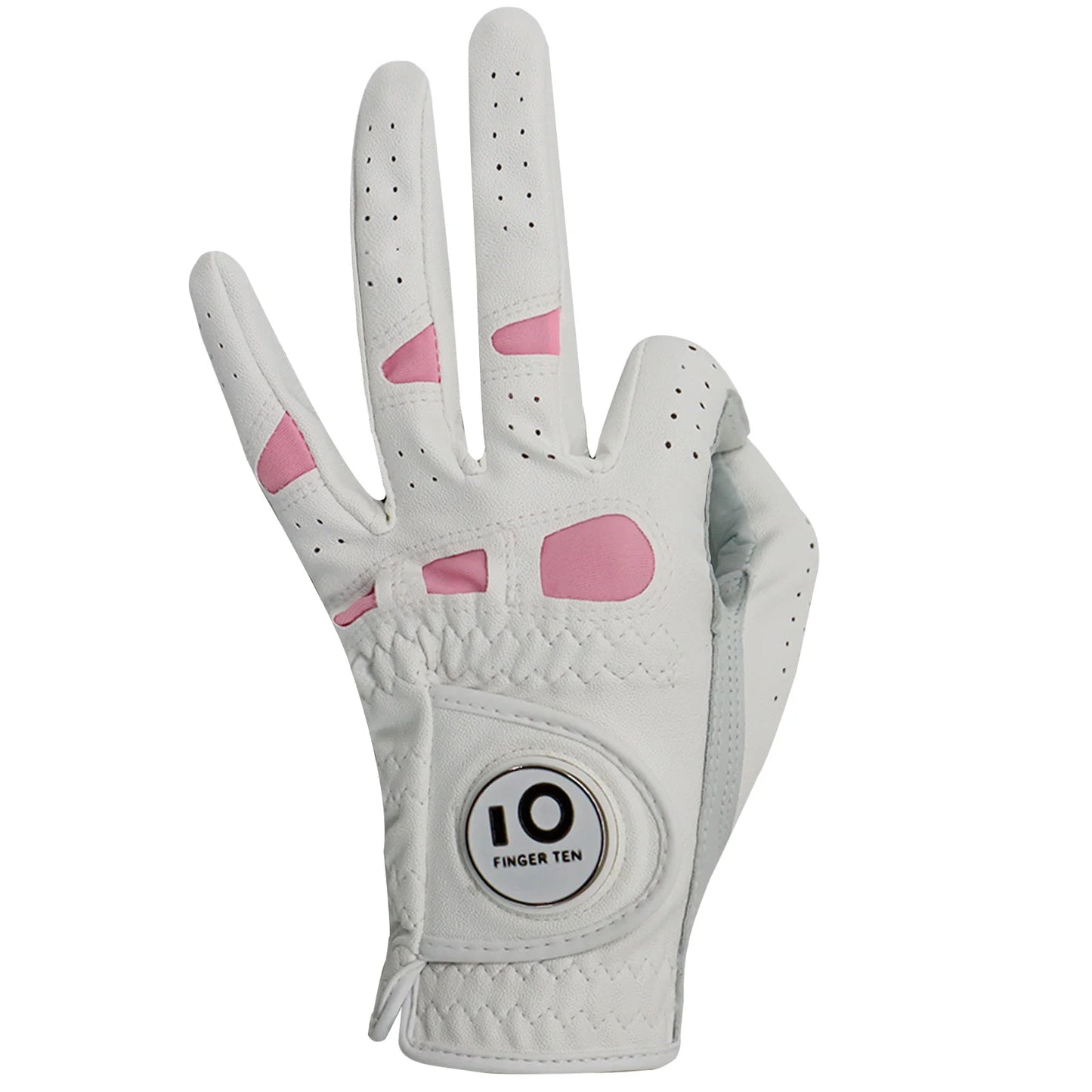 2 Pack or 1 Pair Cabretta Leather Womens Golf Gloves with Ball Marker Left/ Right Hand Sizes S M L XL