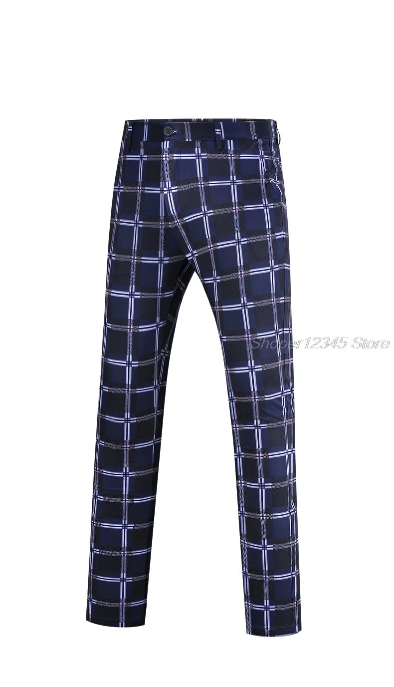 Mens Waterproof Golf Pants Male Golf Pants Outdoor Casual Plaid Trousers Breathable Sports Pants