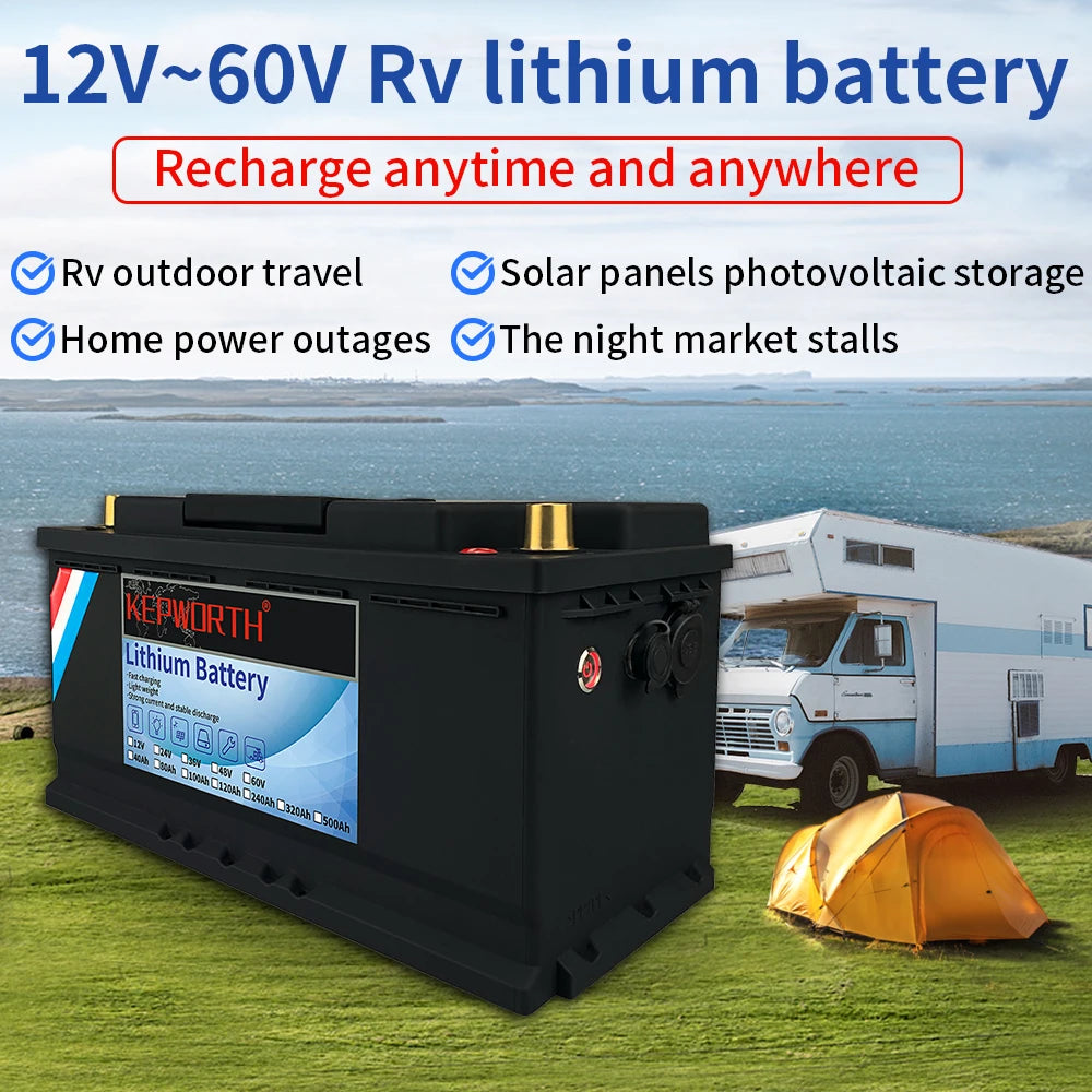 12V/ 40/ 60/ 80 /100 /120 /200Ah Lithium Battery Upgraded BMS Power Golf Cart 6000