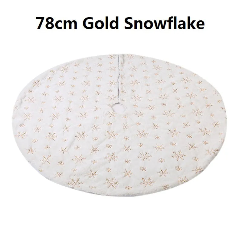 78/90/122cm Christmas Tree Skirt Faux Fur Carpet Snowflake White Plush Xmas Tree