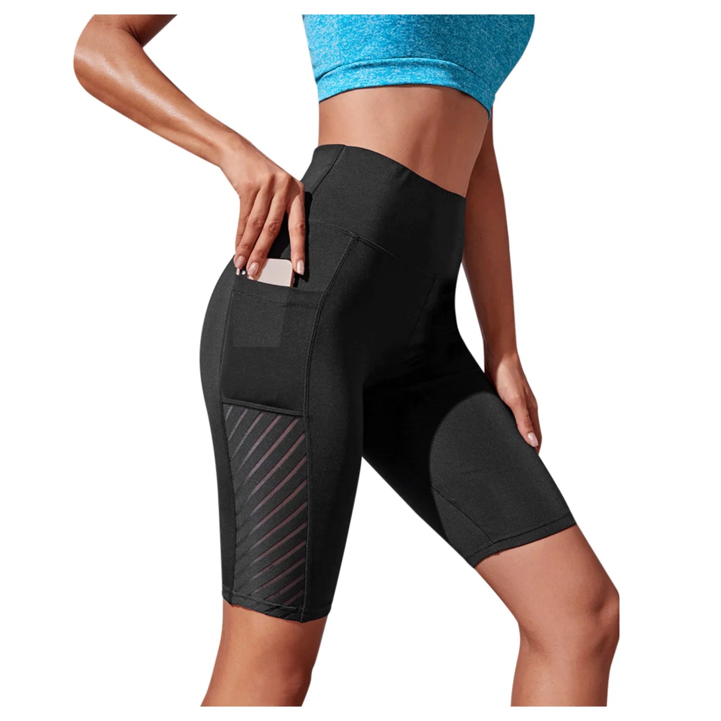 Gym, Jogging, Yoga, Womens High Waist, Sports, Fitness, Pocket Exercise , Shorts.