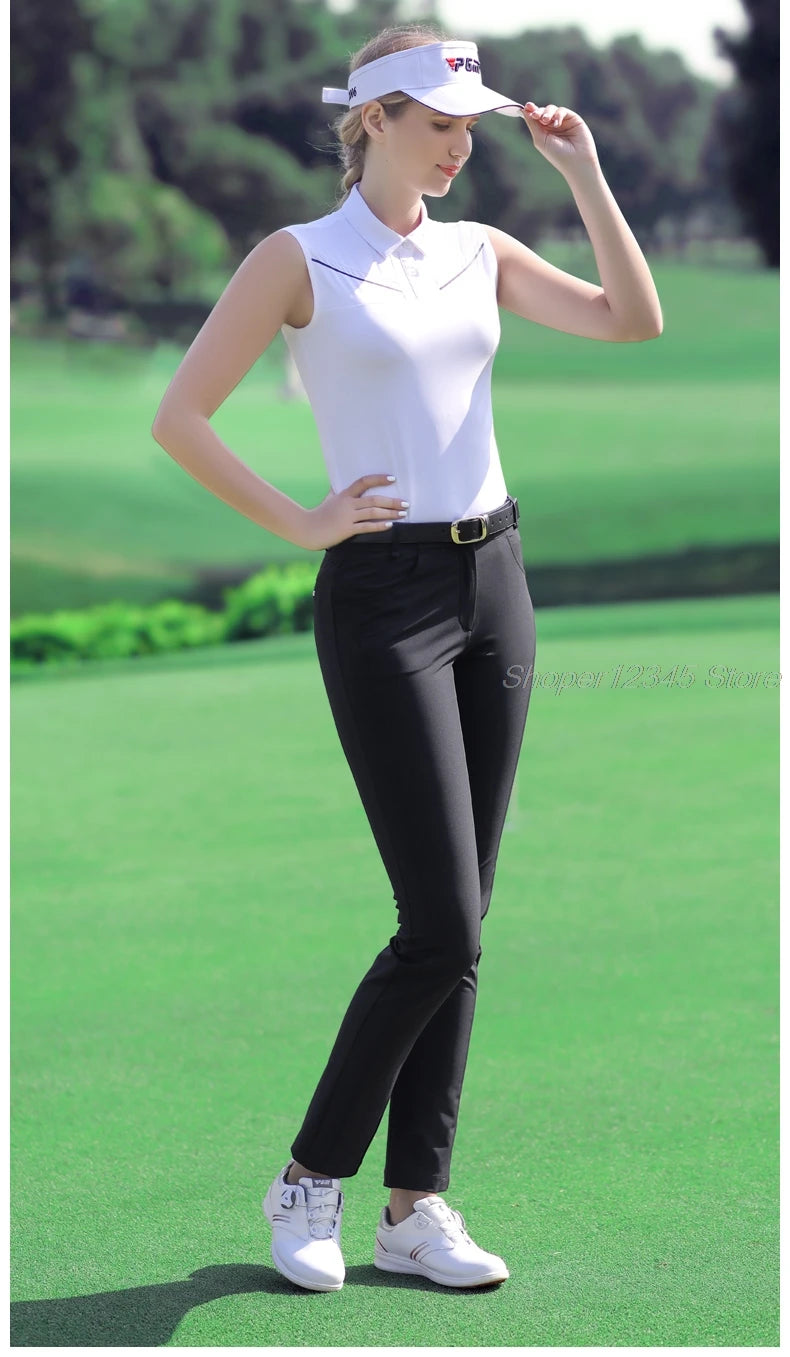 Female Slim Elastic Golf Trousers Women Breathable Casual Golf Pants Leisure with Pockets XS-XXXL