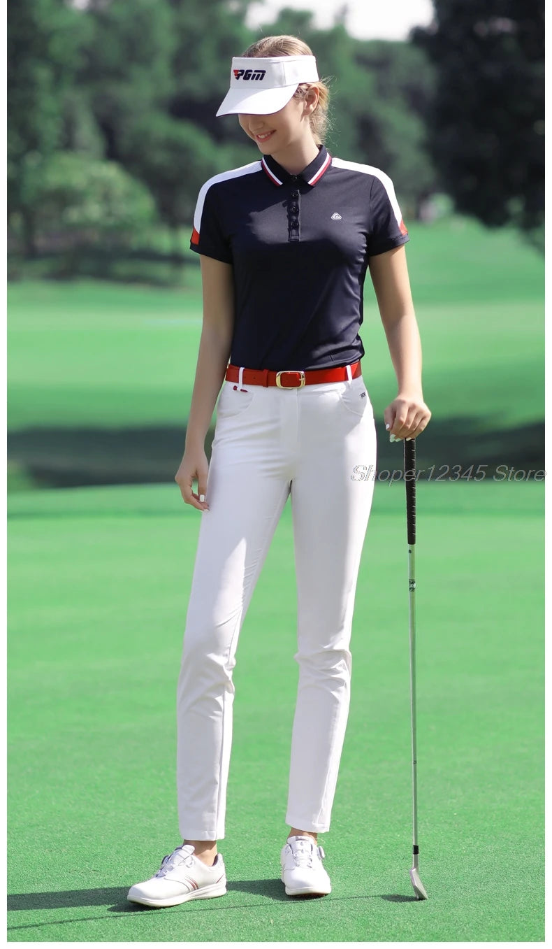 Female Slim Elastic Golf Trousers Women Breathable Casual Golf Pants Leisure with Pockets XS-XXXL