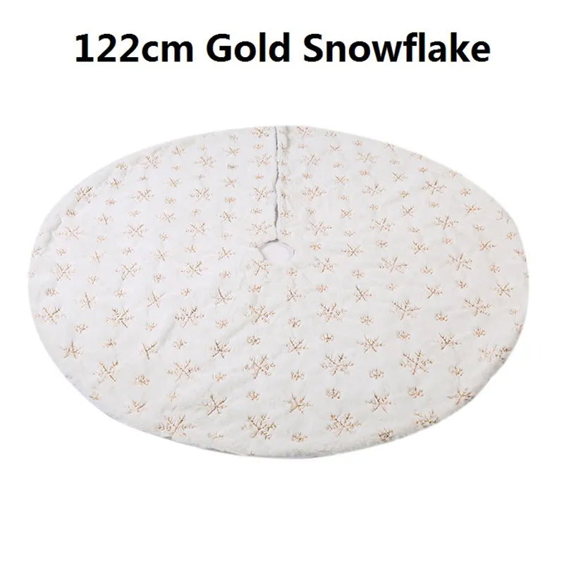 78/90/122cm Christmas Tree Skirt Faux Fur Carpet Snowflake White Plush Xmas Tree