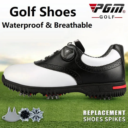 Mens Golf Shoes Waterproof Sports Shoes Rotating Buckles Anti-slip Sneakers