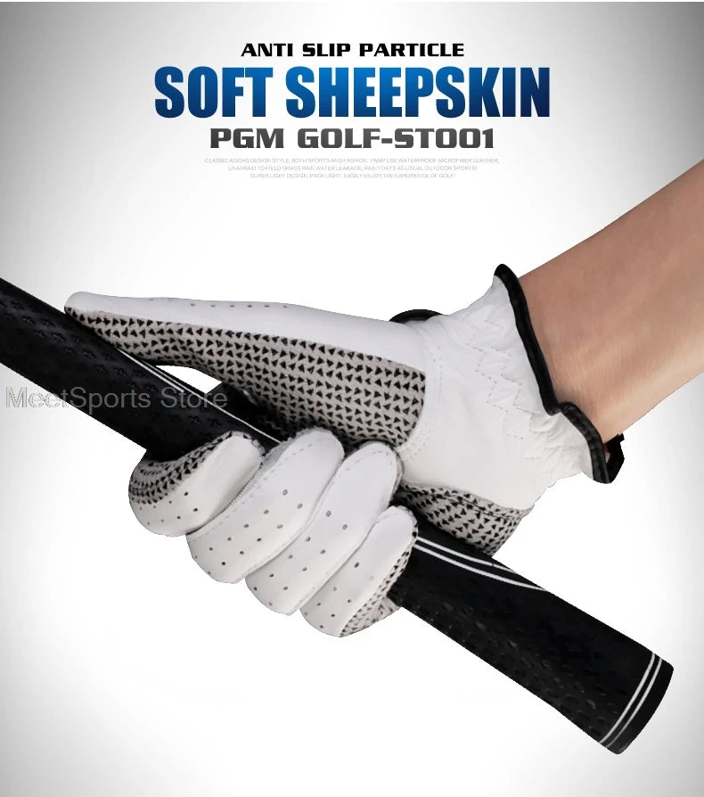 Golf Glove For Men Sheepskin Left Right / Hand Genuine Leather Gloves Anti-Slip Wear-Resisting