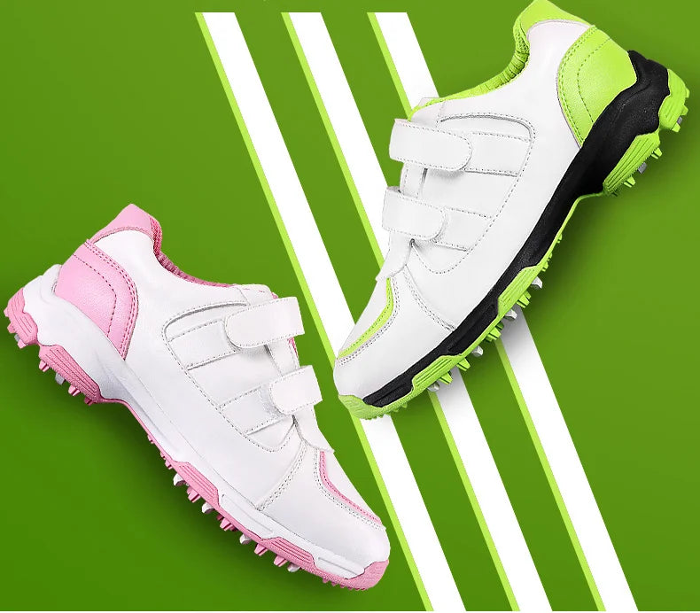 Fashion Sports Shoes Children's Girls /Boys Golf Shoes Anti-slip Leather Outdoor Kids Sneakers