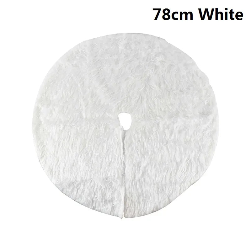 78/90/122cm Christmas Tree Skirt Faux Fur Carpet Snowflake White Plush Xmas Tree