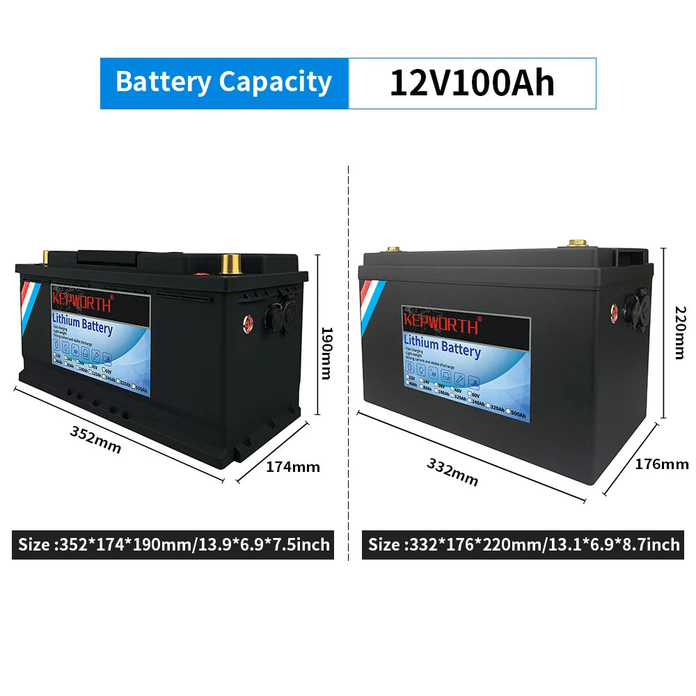 12V/ 40/ 60/ 80 /100 /120 /200Ah Lithium Battery Upgraded BMS Power Golf Cart 6000