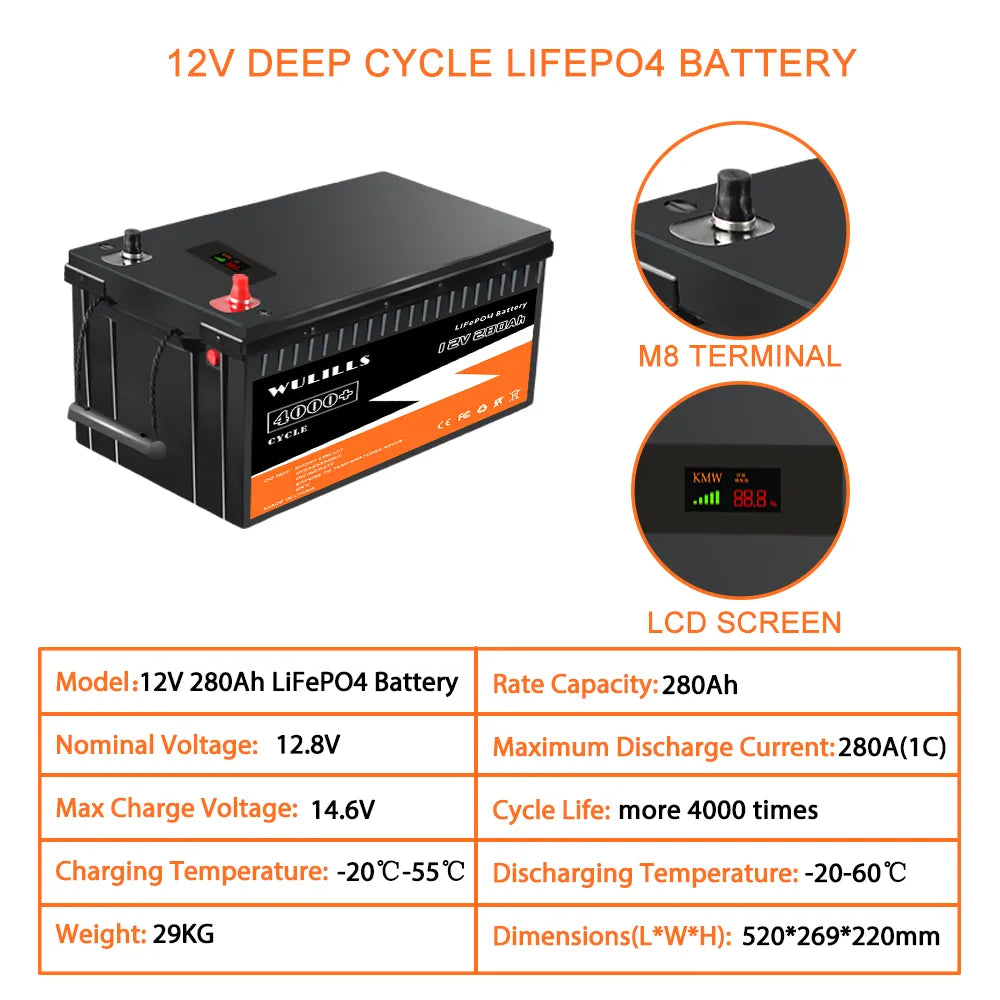 12V 24V 48V 100Ah 200Ah 280Ah 300Ah LiFePo4 Battery Lithium Iron Phosphate Batteries For Golf Carts