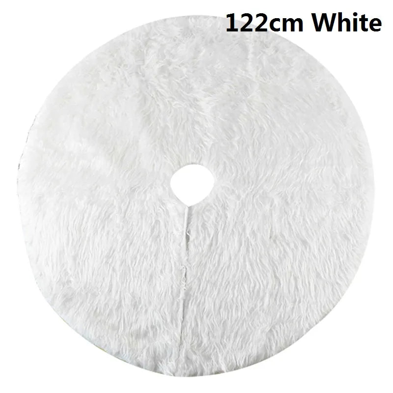 78/90/122cm Christmas Tree Skirt Faux Fur Carpet Snowflake White Plush Xmas Tree