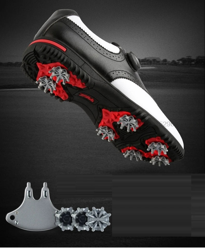 Mens Golf Shoes Waterproof Sports Shoes Rotating Buckles Anti-slip Sneakers