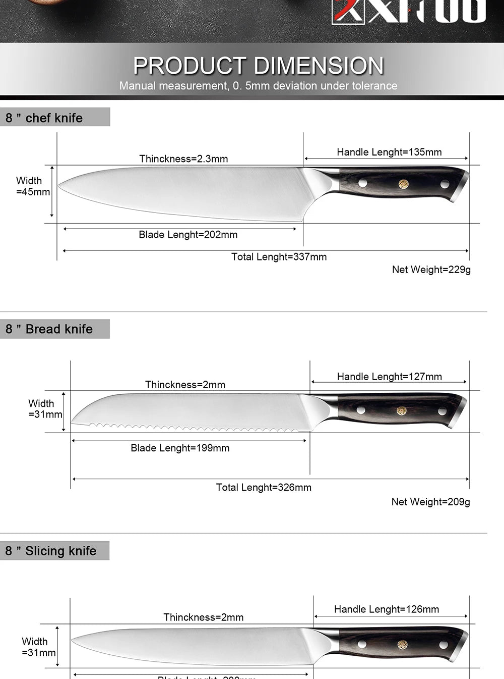 XITUO Kitchen Knife Set Japanese Slicing Cleaver Santoku Knife Sharp Utility Boning Knives 7CR17 Stainless Steel Cooking Knives