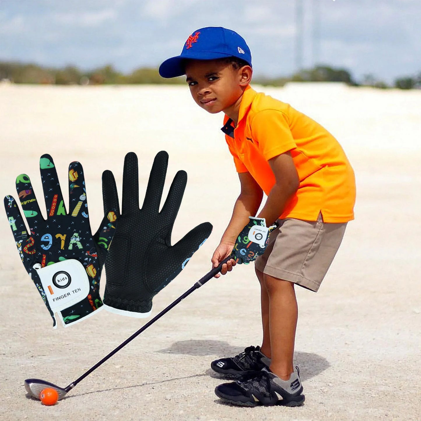 1 Pair Junior Kids Golf Gloves Boys /Girls Breathable Comfortable for Left/Right Hand