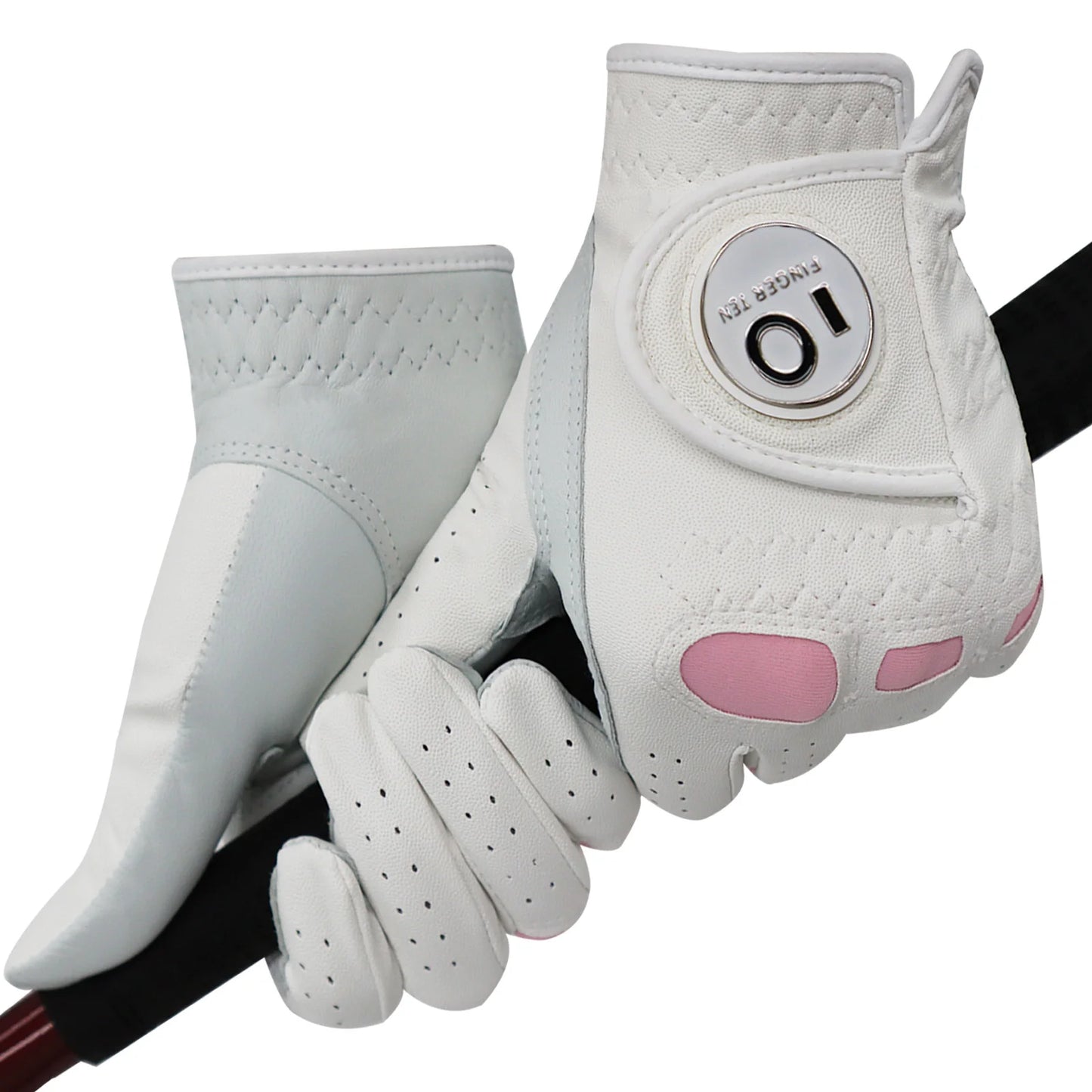 2 Pack or 1 Pair Cabretta Leather Womens Golf Gloves with Ball Marker Left/ Right Hand Sizes S M L XL