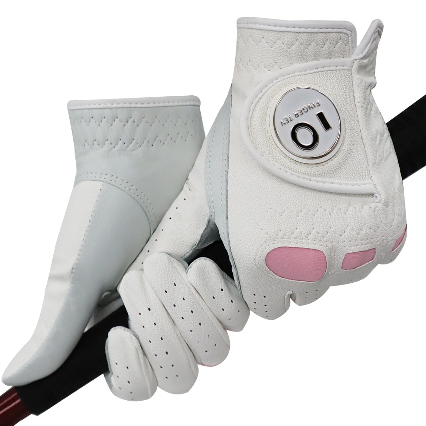 2 Pack or 1 Pair Cabretta Leather Womens Golf Gloves with Ball Marker Left Right Hand Extra Grip Ladies Sizes S M L XL