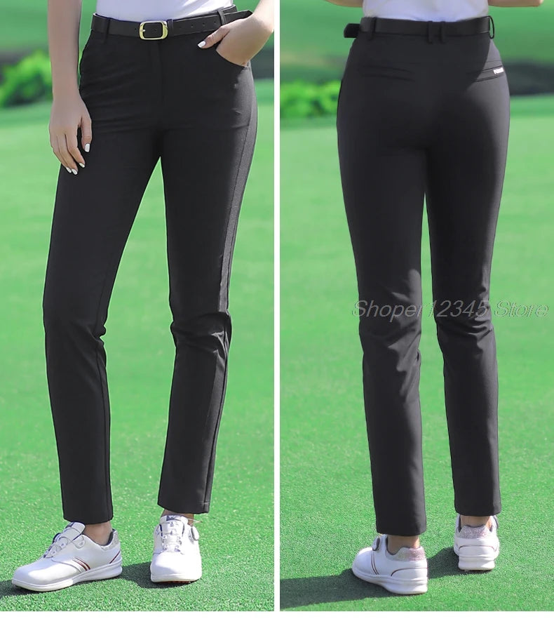Female Slim Elastic Golf Trousers Women Breathable Casual Golf Pants Leisure with Pockets XS-XXXL