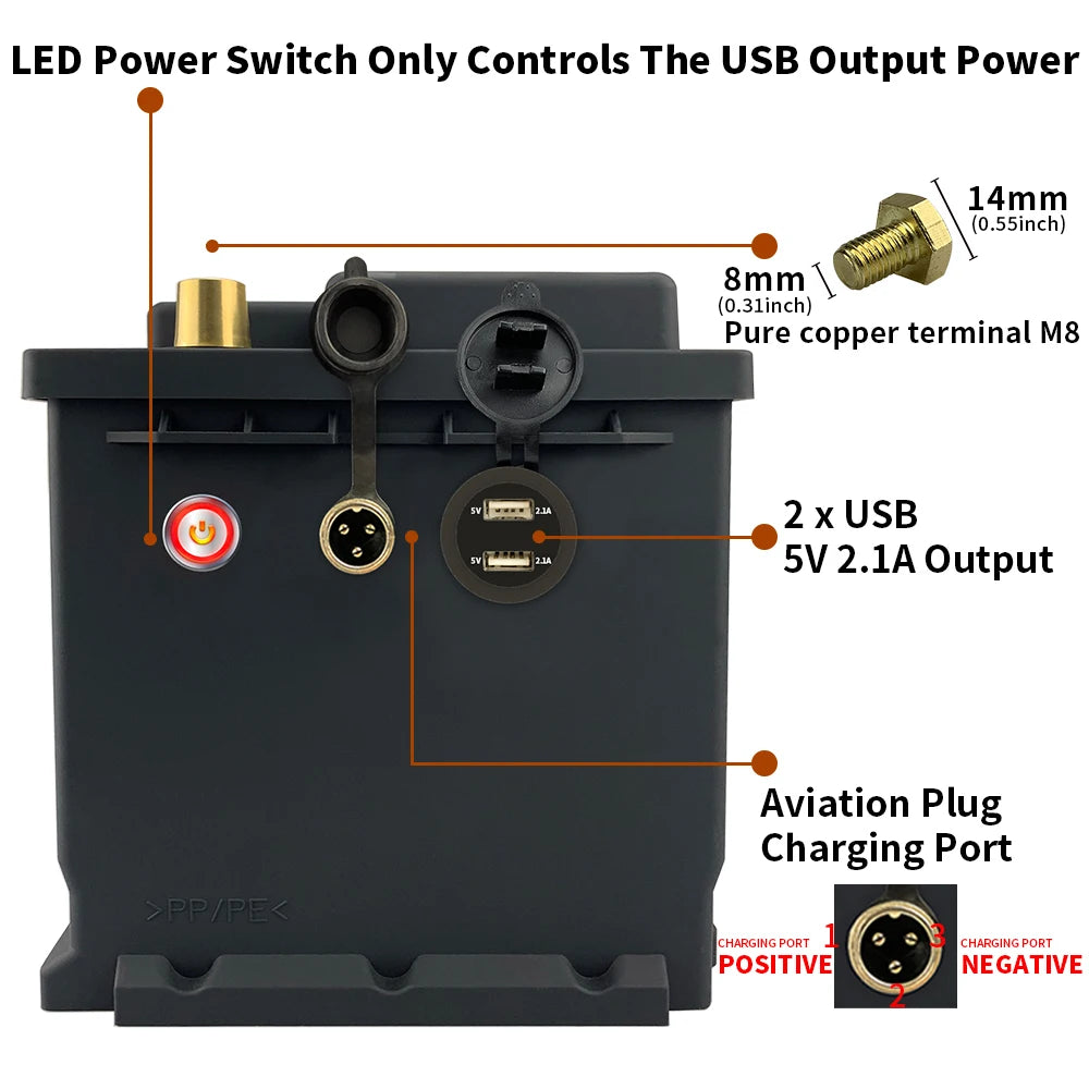 12V/ 40/ 60/ 80 /100 /120 /200Ah Lithium Battery Upgraded BMS Power Golf Cart 6000