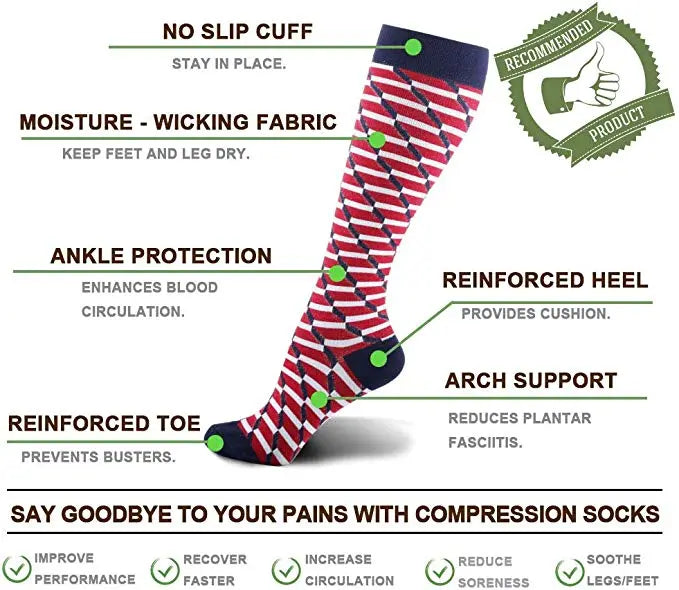 Compression Socks Golf Athletic 15-30 mmHG For Pregnant/ Edema /Diabetes Varicose Veins