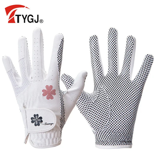 Womens Golf Gloves Leather Left and Right Hand 1 Pair of Anti Slip Breathable Gloves.