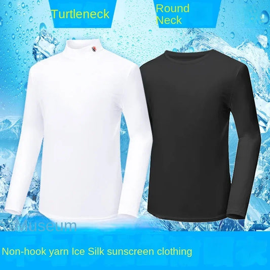 Summer Golf Mens Sunscreen with long sleeves and ultra-thin ice silk shirt