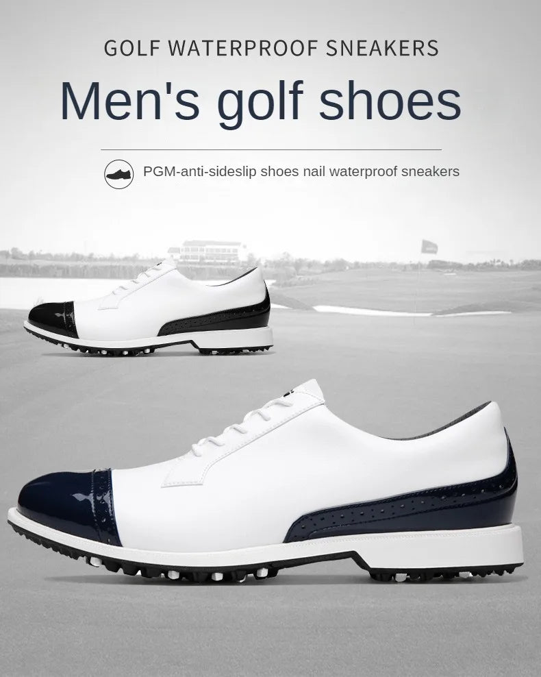 Golf Shoes Men Waterproof Breathable Slip Resistant Outdoor Brogue Style Golf Shoes