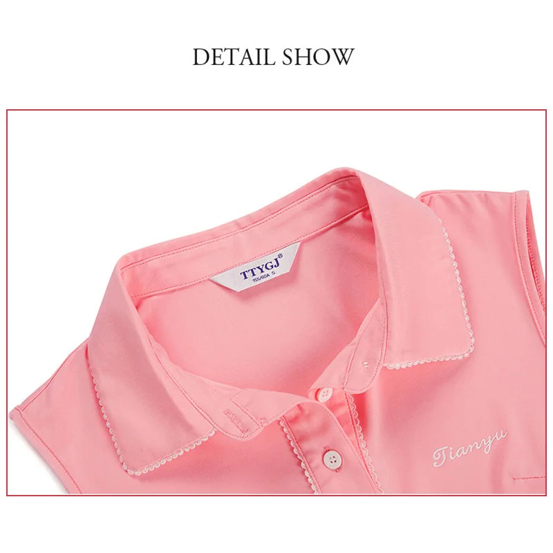 Female Sleeveless Polo T-shirts Golf Clothing Women Quick-Drying Golf Shirts Collar Sports Tops S-XL