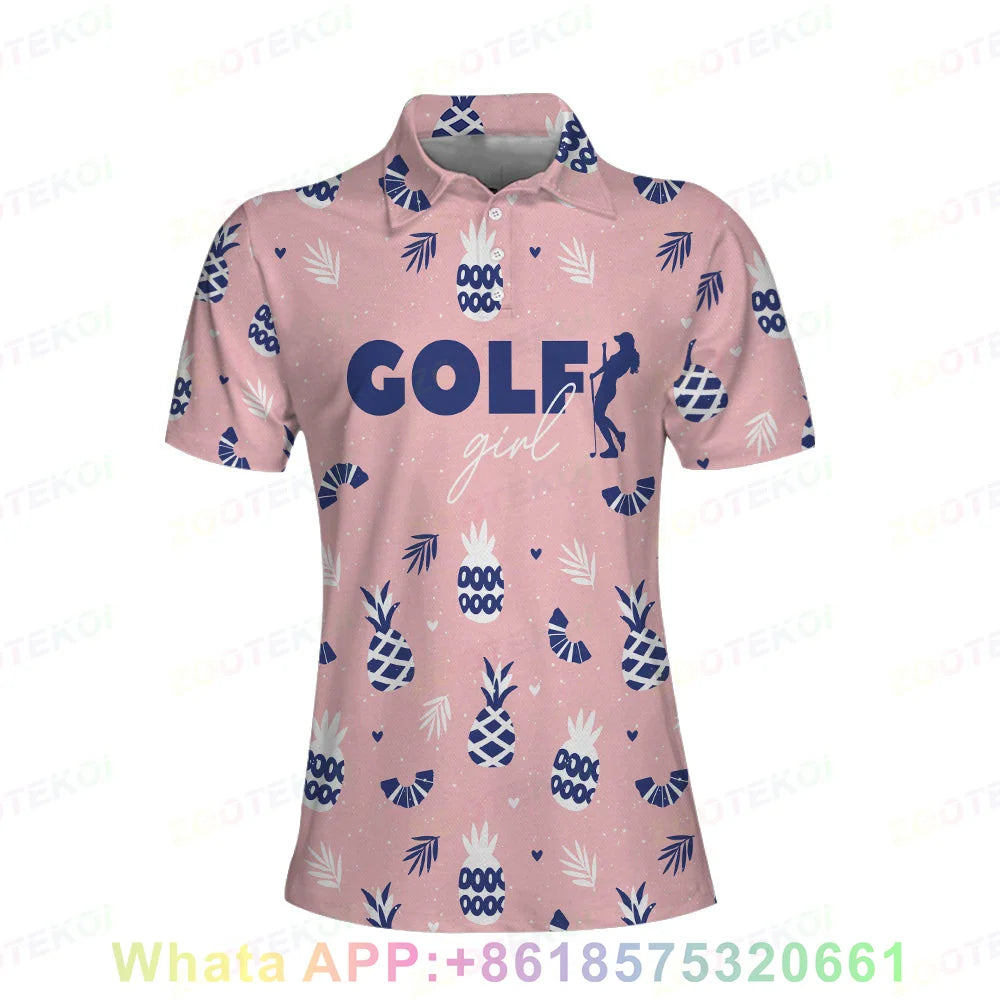 Women Golf T-Shirt Quick-Drying Breathable Polo Shirts Sports Short Sleeved Lapel Buttons Golf T-shirt