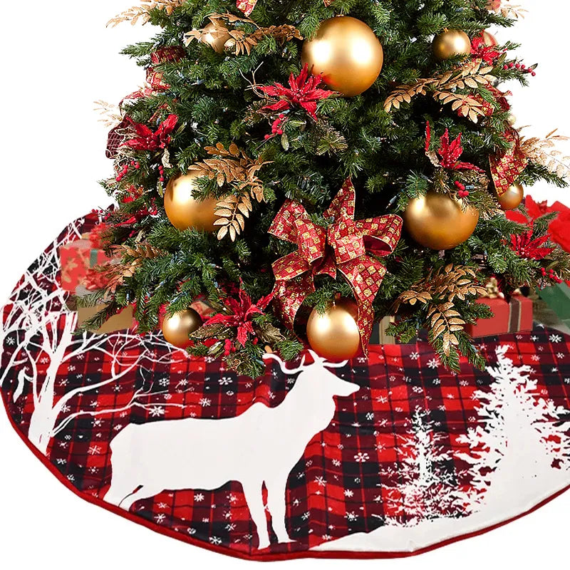 78/90/122cm Christmas Tree Skirt Faux Fur Carpet Snowflake White Plush Xmas Tree