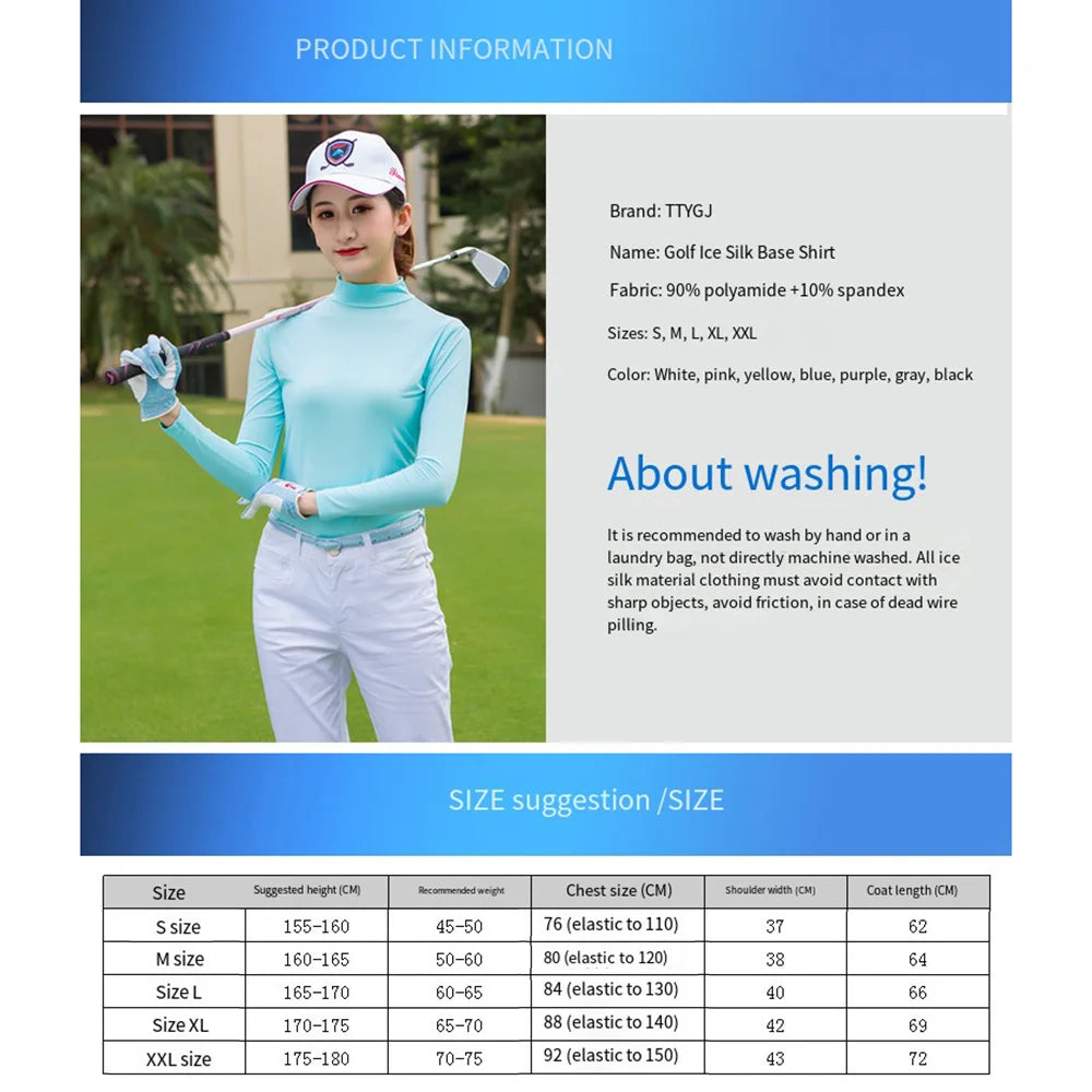 Golf Wear Long Sleeved Collar Wind And Sun Protection Sports Women’s Clothing Golf Active Wear