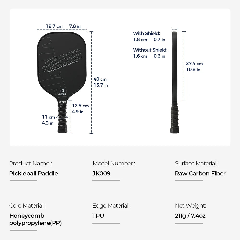 Thermoformed T700 Raw Carbon Fiber Pickleball Paddle 16mm Grip 4.9 inch Pickle Ball Racket