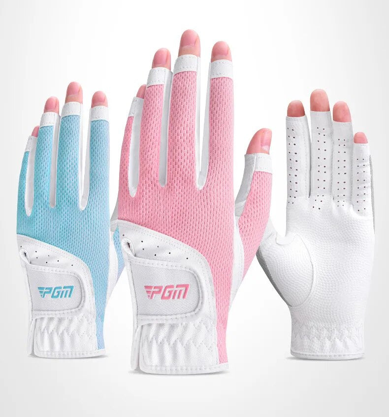 Women's Open Finger Golf Gloves Breathable Mesh UV Sunscreen Material