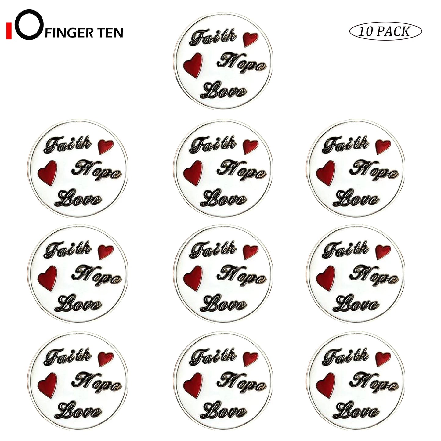 10 Pack Assorted Patterns Golf Ball Markers