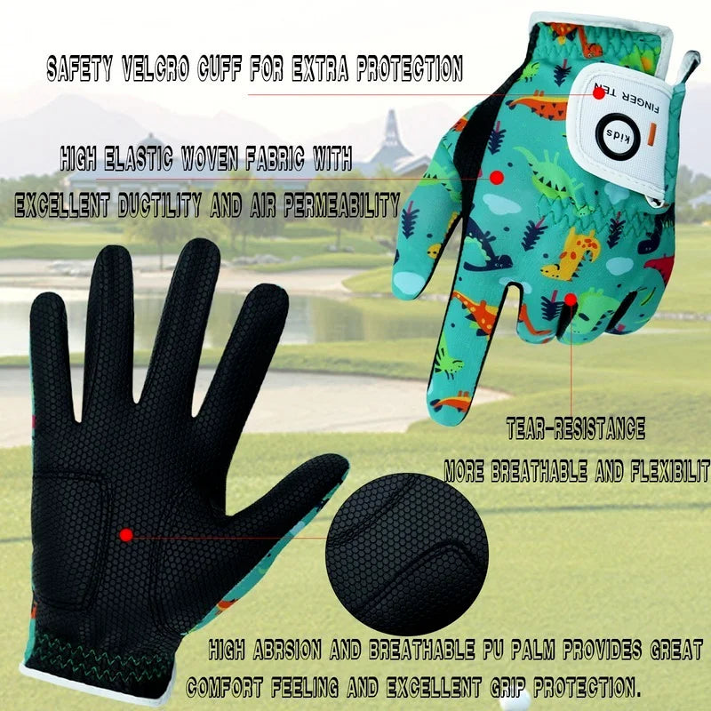 1 Pair Junior Kids Golf Gloves Boys /Girls Breathable Comfortable for Left/Right Hand