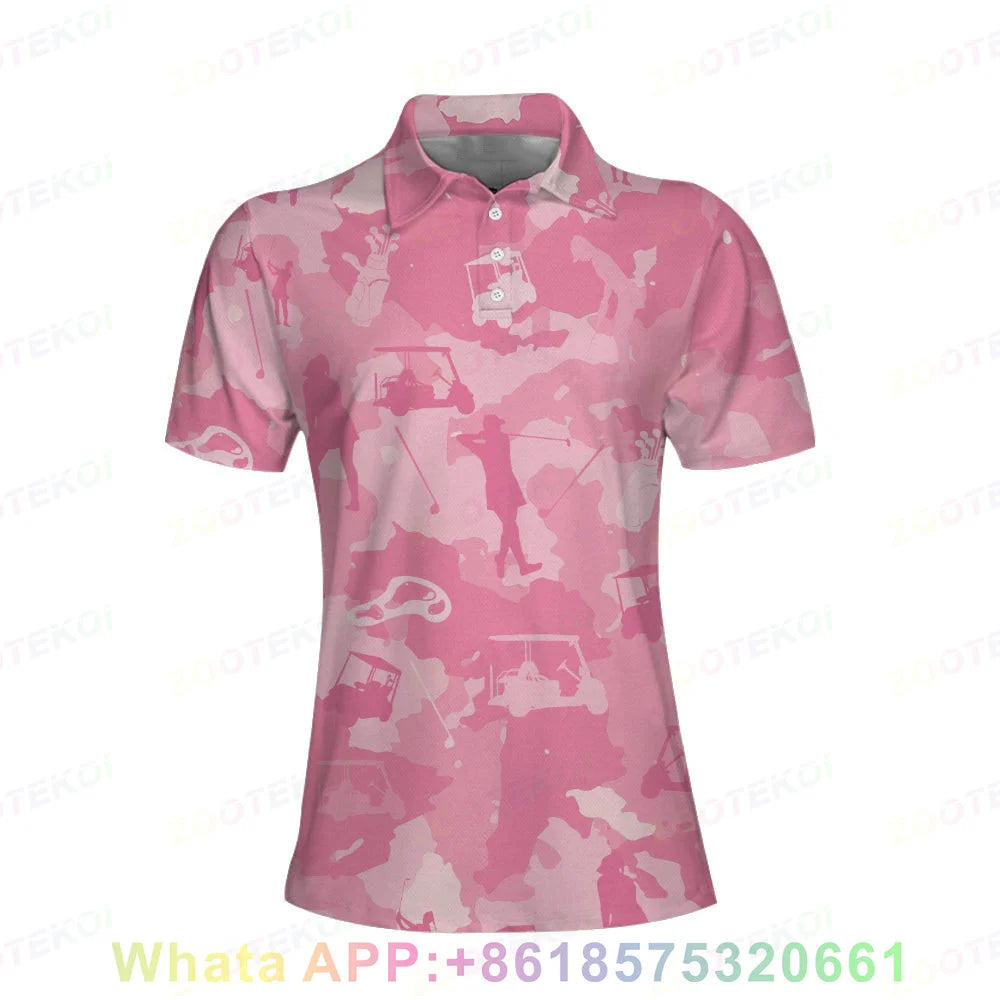 Women Golf T-Shirt Quick-Drying Breathable Polo Shirts Sports Short Sleeved Lapel Buttons Golf T-shirt
