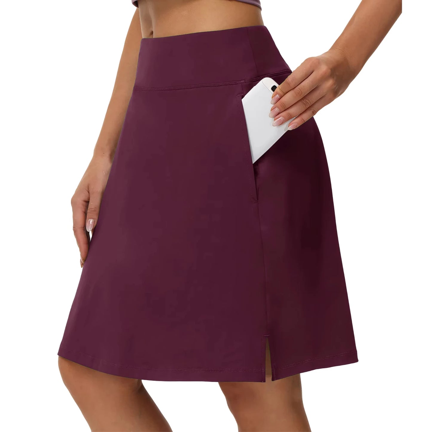 Knee Length Skorts  Woman 4 Pockets High Waisted Women's Golf Skirts Long Athletic Skirt with Shorts