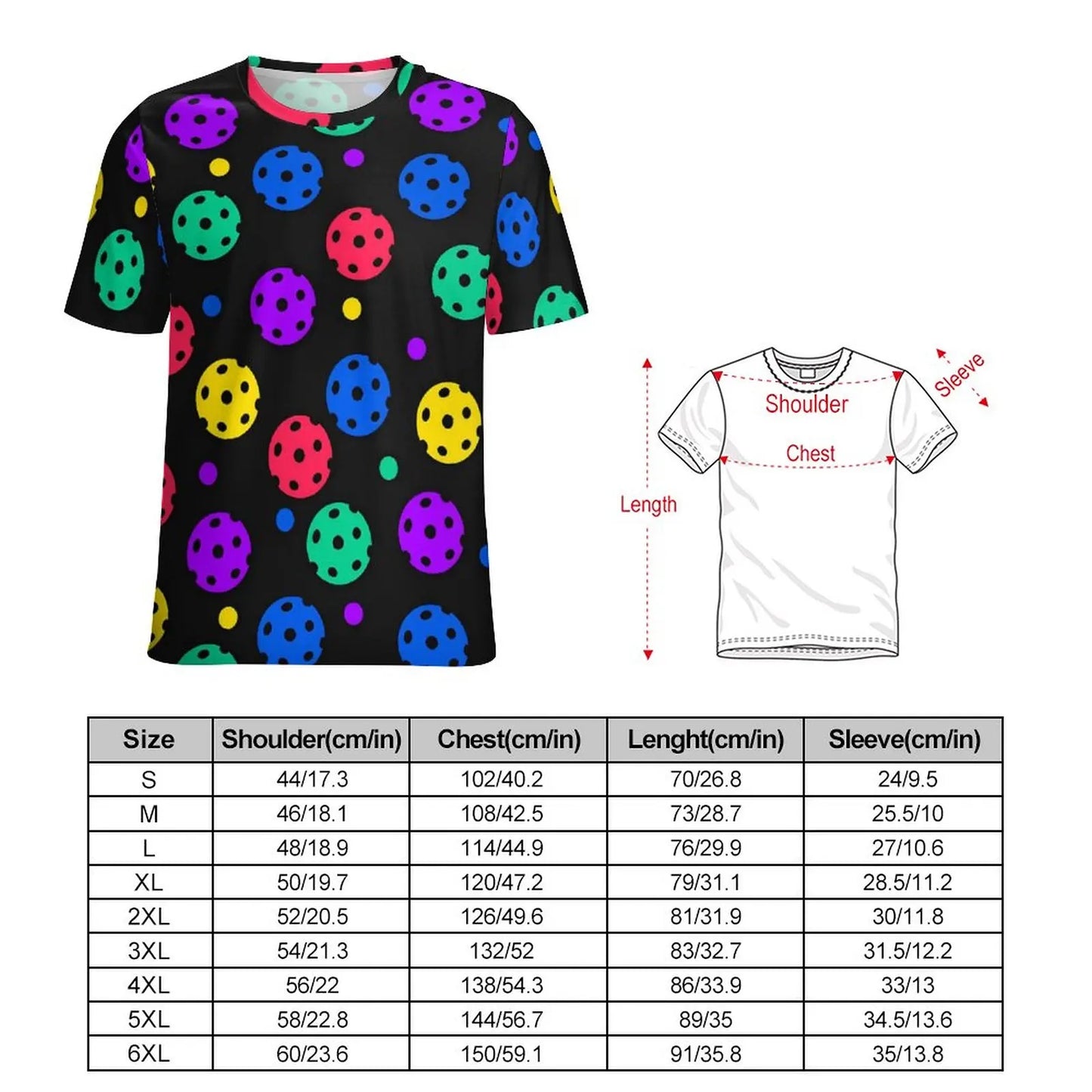 Ball Print T-Shirts Colorful Pickleball Casual Oversized T-Shirt Short Sleeve Female Cute Tee Shirt Summer Custom Clothes