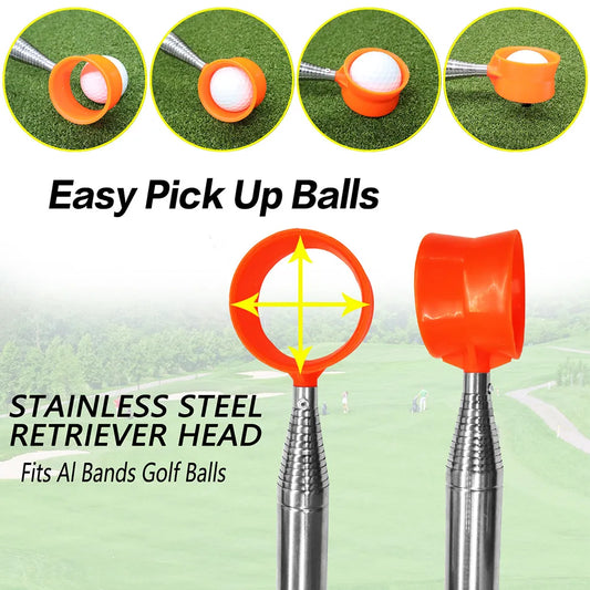 1.3Ft to12 Ft Golf Ball Retriever 10 Sections Stainless Steel Telescopic Ball Picker, Grabber Extendable Golf Training Aid.