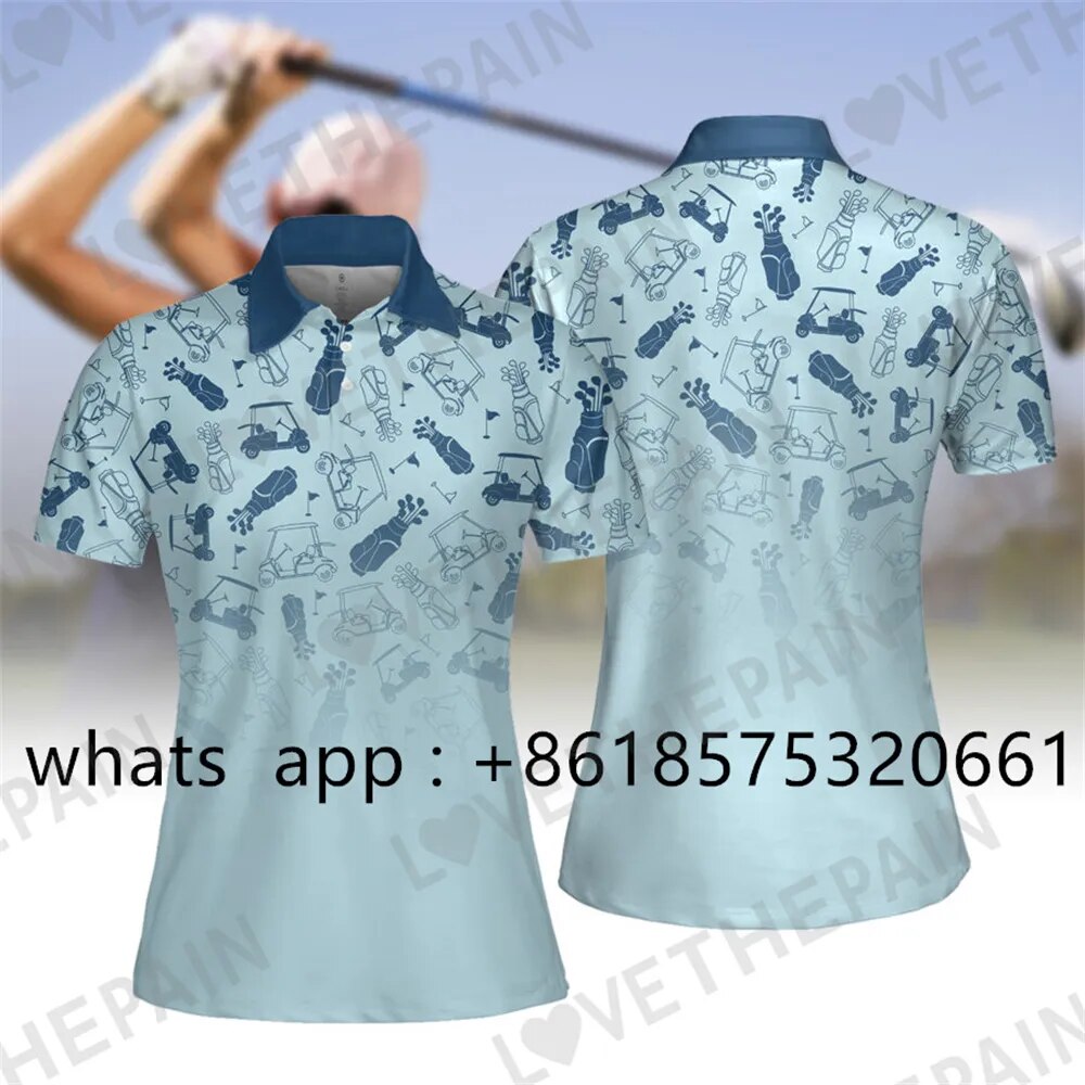 Womens Sports Golf Shirt Breathable Print Apparel