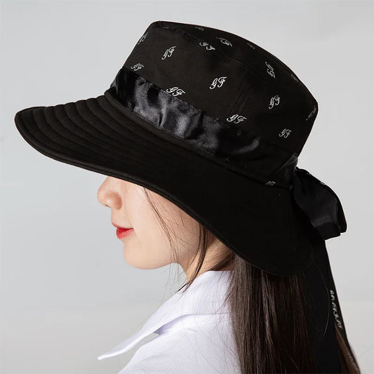 Golf Women's Versatile Wide Brim Hat Sun Protection Black Fashion Golf Hat Outdoor Women's Cap