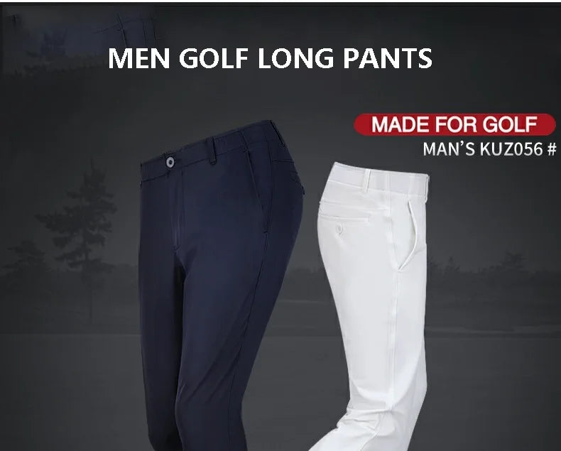 Men Golf Pants Breathable Quick Dry Trousers Men Stretch Waistband Long Pants Split Zipper Casual Golf Pants