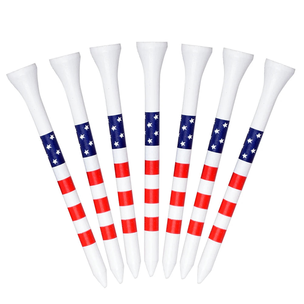 50pcs American Flag Style Durable Bamboo Golf Tees Of (3-1/4'' & 2-3/4'')  Length Golf Tees