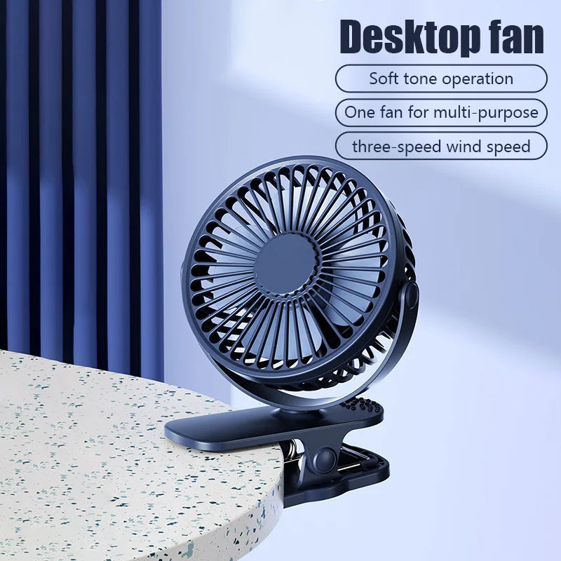 Portable USB Mini Handheld Clip Fan Convenient And Ultra-quiet Electric Fan Rechargeable Cooling Fans