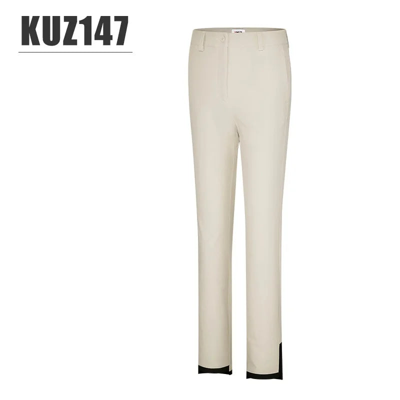Summer Women Sports Trousers Elastic Split Golf Pants Lady High Waist Breathable Ankle Length Trousers XS-XL